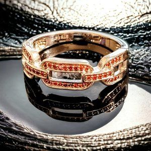 Simulated Diamond Paperclip Ring Men's Size 10 Red Platinum Bond Karis Gift Srg1